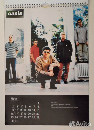 Oasis 1998 настенный календарь
