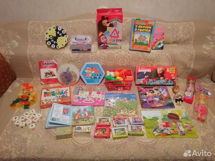 Развивающие игрушки, пазлы, мозайка