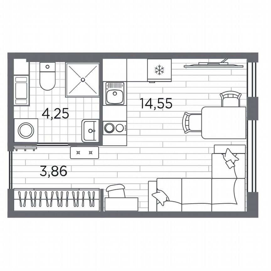 Квартира-студия, 22,7 м², 2/5 эт.