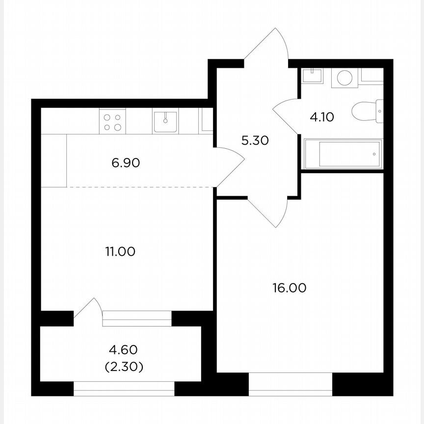 1-к. квартира, 45,5 м², 11/16 эт.