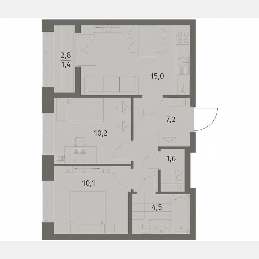 2-к. квартира, 50 м², 7/11 эт.