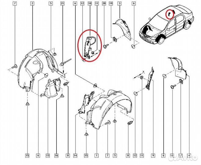 Пыльник кузова наружный задний правый Renault