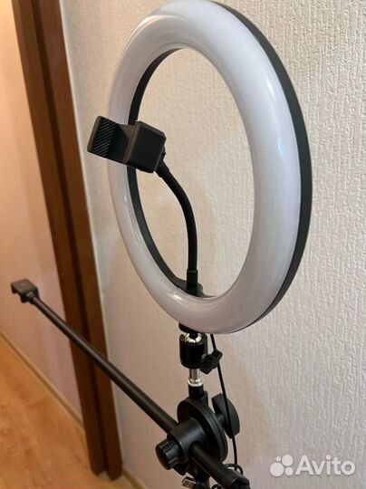 Кольцевая лампа 26 см, держатель и штатив журавль