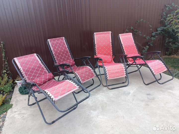 Кресло шезлонг раскладное, 4 шт