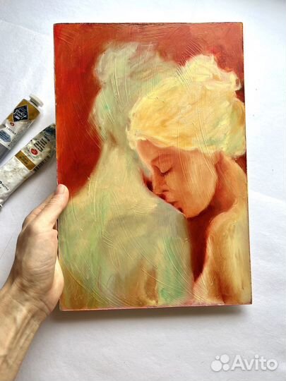 Картина маслом, Ангел -хранитель, 20/30 см