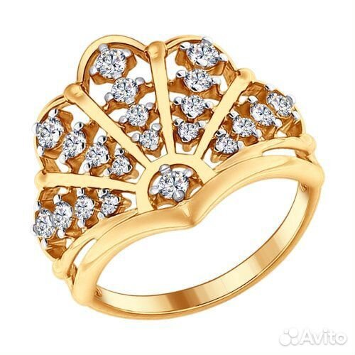 Кольцо серебро позолоченное