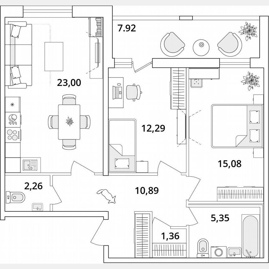 2-к. квартира, 74,2 м², 1/18 эт.