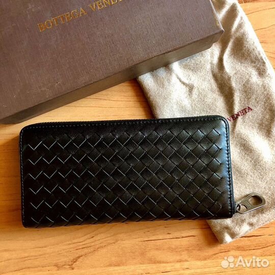 Кошелек плетеный кожаный бв мужской новый черный