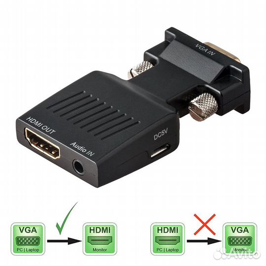 VGA2HDMi VGA Video + Audio (L/R) to Hdmi