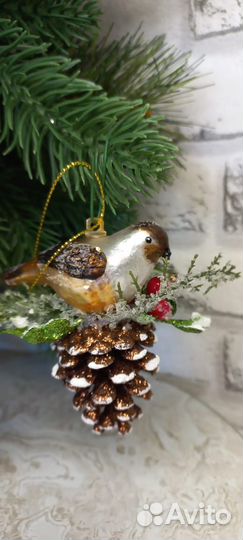 Игрушки на ёлку Лягушки, Птичка на шишке, Бабочка