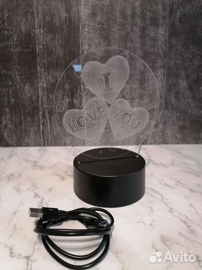 3D светильник сердечки