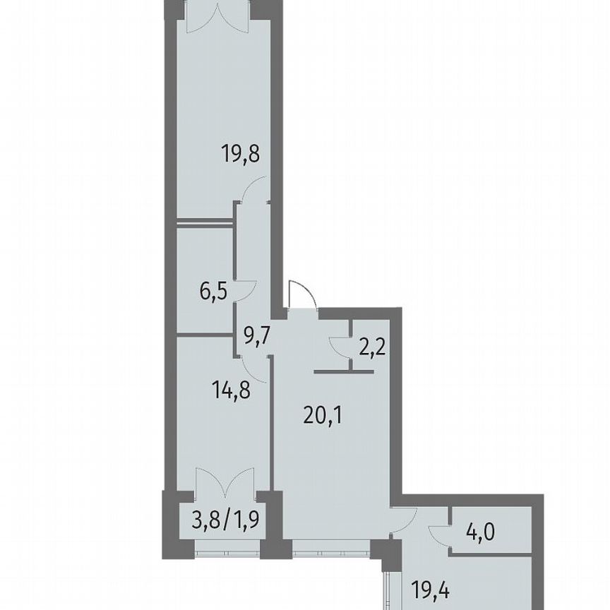 3-к. квартира, 98,4 м², 13/13 эт.