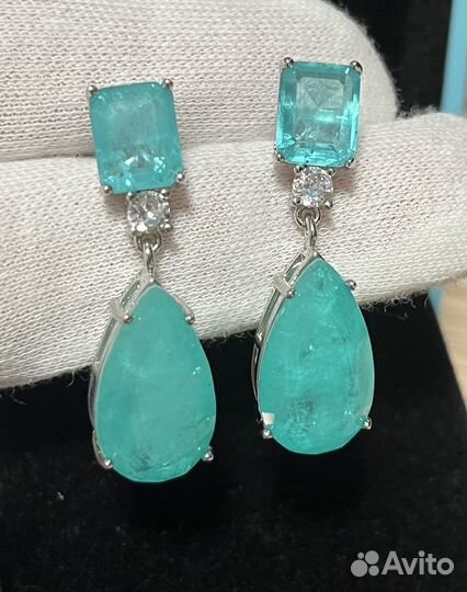 Турмалин параиба серьги классика премиум