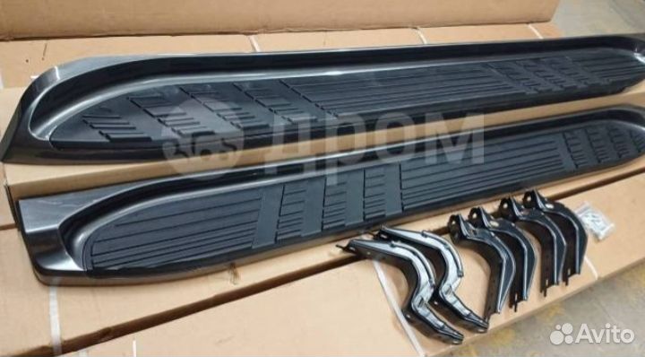 Пороги (подножки) Прадо 120 серые