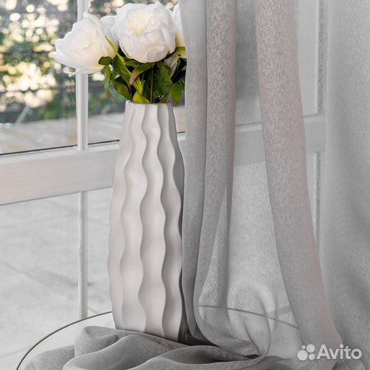 Тюль дебора серый готовый на окна пошив