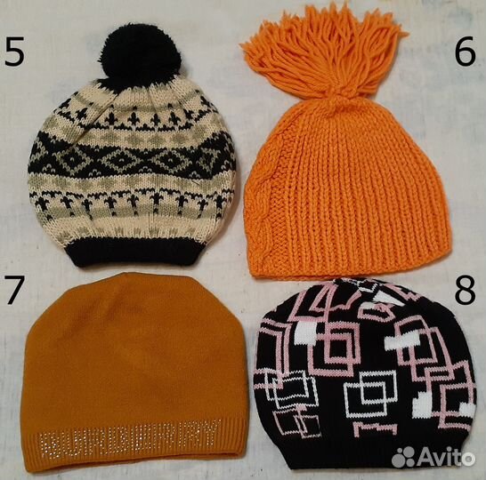Шапочки и шарфы шерстяные разные