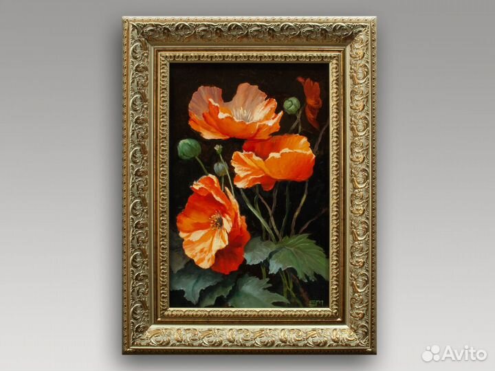 Картина маслом цветы Маки