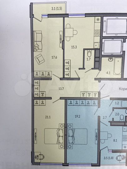2-к. квартира, 74,6 м², 10/12 эт.