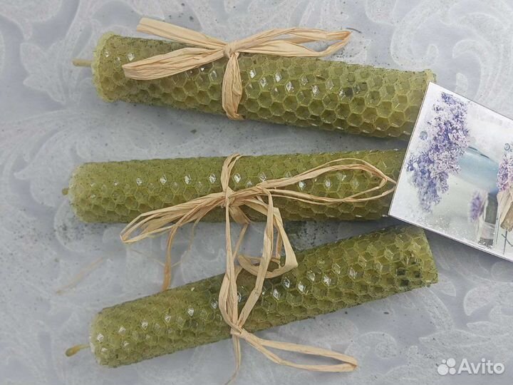 Свечи из вощины с натуральной мятой, полынью