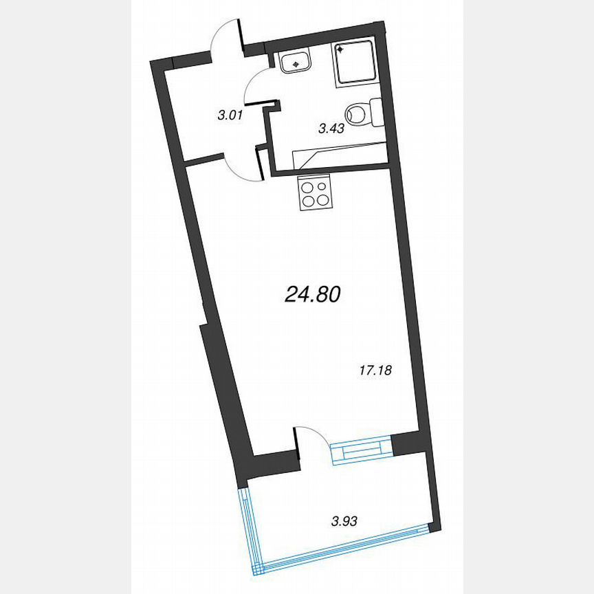Квартира-студия, 27,6 м², 20/22 эт.