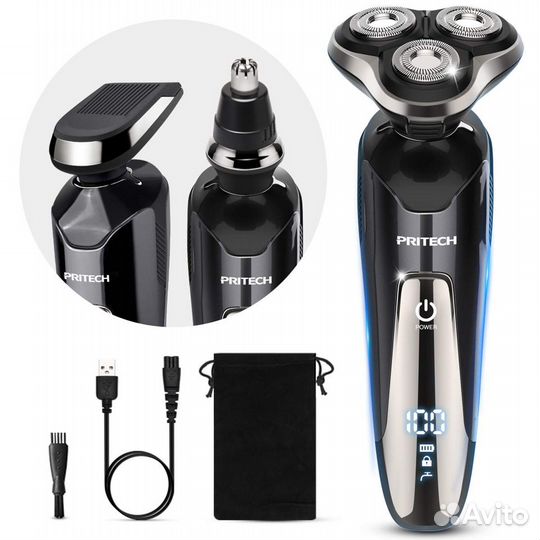 Новый USA Mens Electric Razor Wet Dry 3in1 pritech