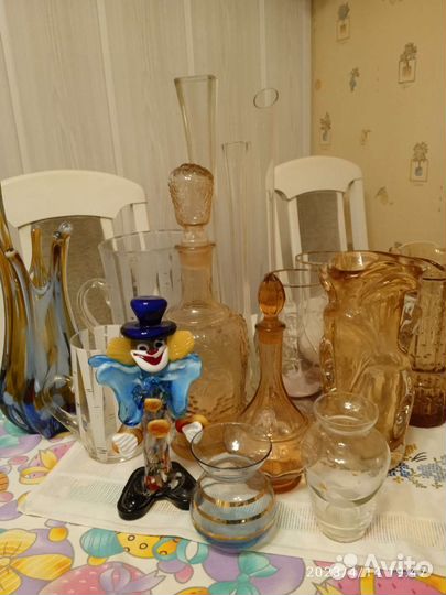 Стаканы,ваза,фужеры цветное стекло Чехословакия