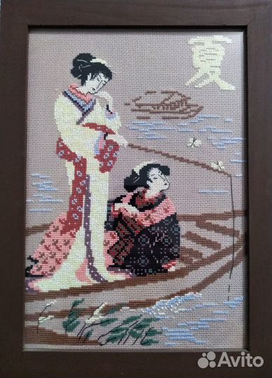 Интерьерные картины в японском стиле (вышивка)