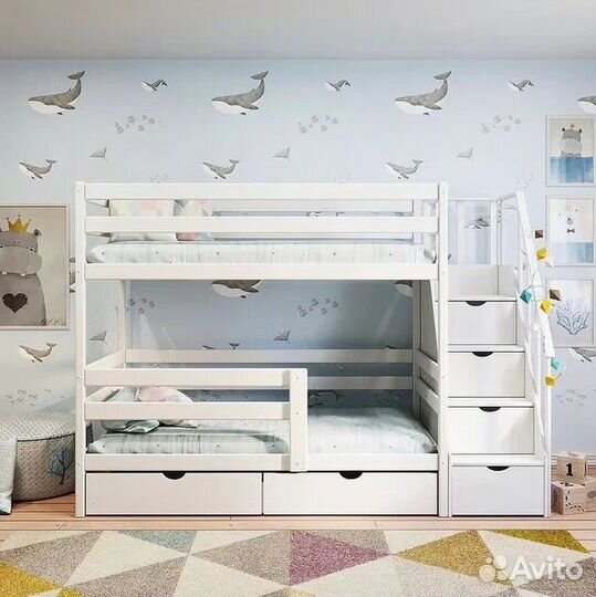 Двухъярусная кровать с лестницей комодом 160х80