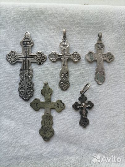 Крестики старинные серебро 84 проба - 5 шт