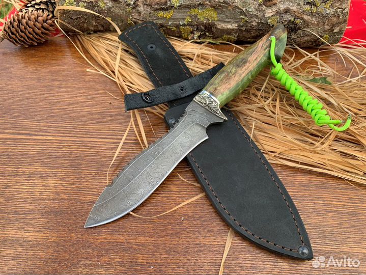 Нож туристический из дамасской стали