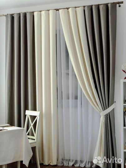 Шторы на люверсах канвас