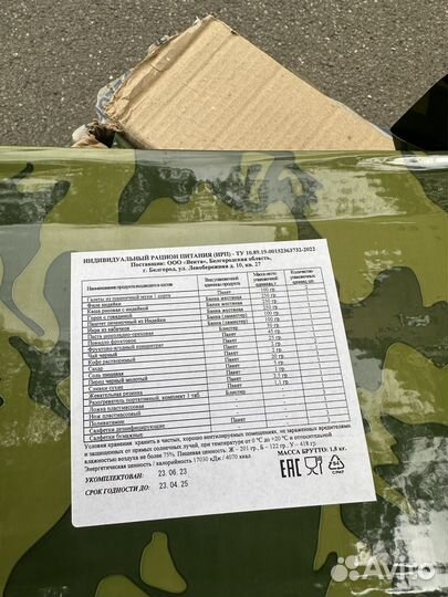 Сухпай ирп до 2025 года