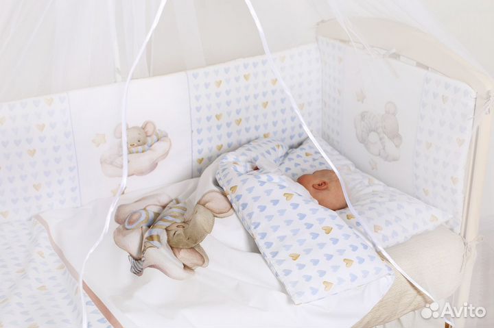 Бортики + постельное белье для детской кроватки