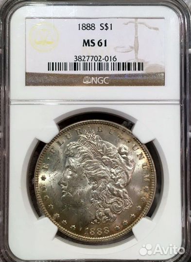 Серебряная монета Морган США 1888 NGC