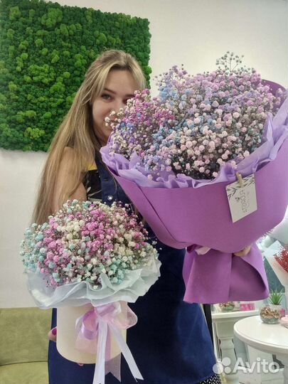 Букет и коробка из гипсофилы