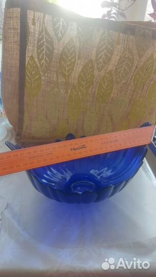 Ваза хрустальная синяя времен СССР