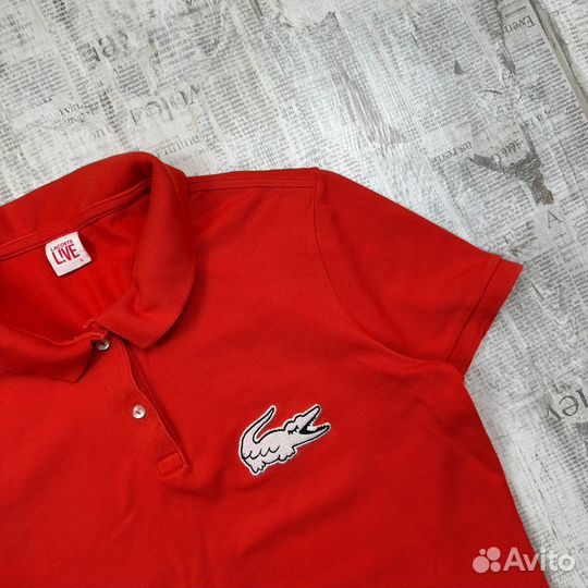 Женское поло Lacoste с большим крокодилом, оригина