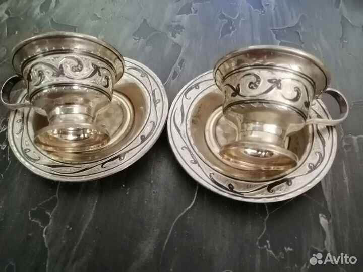 Кофейные пары серебро 875 пр