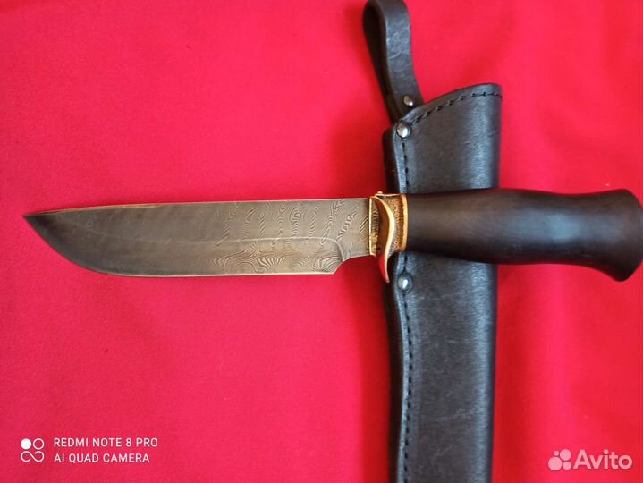 Нож из Дамасской стали, Медтех, ножны кожа, новый