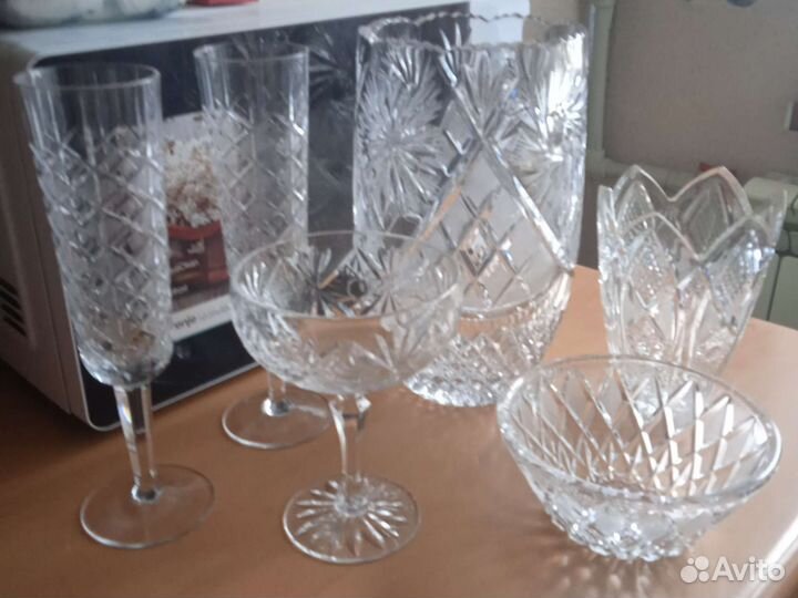 Хрустальная ваза, фужеры