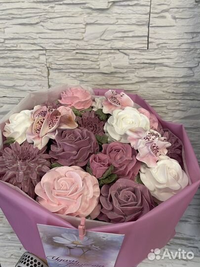 Букет из зефирных цветов/ цветы из зефира