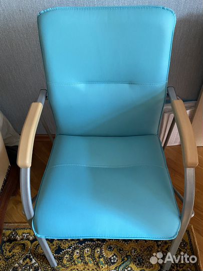 Кресло Самба, кожзам голубой