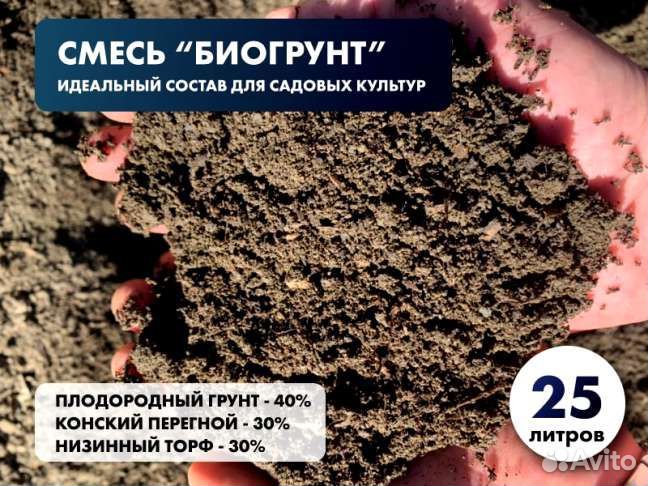 Перегной, низинный торф и грунт - смесь 25 л