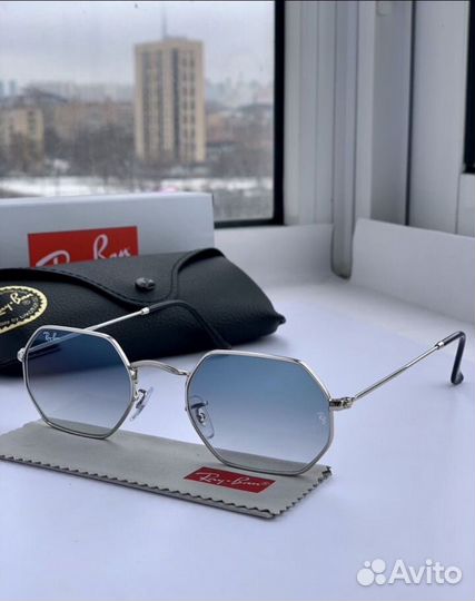 Очки ray ban octagonal голубые