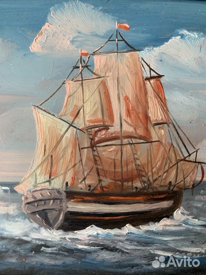 Картина миниатюра живопись масло Италия винтаж