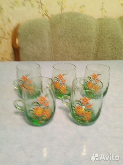 Бокалы с ручкой из цветного стекла СССР
