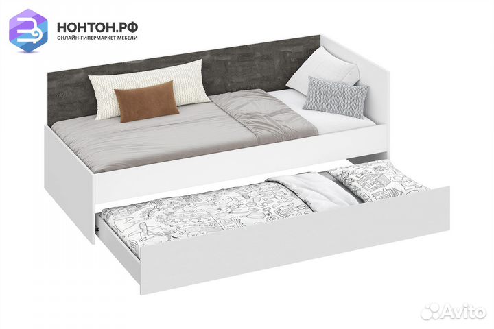 Кровать Анри белый текстурный / железный камень