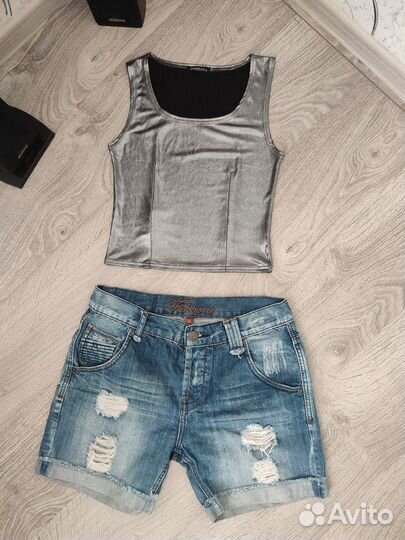 Топ + шорты джинсовые женские