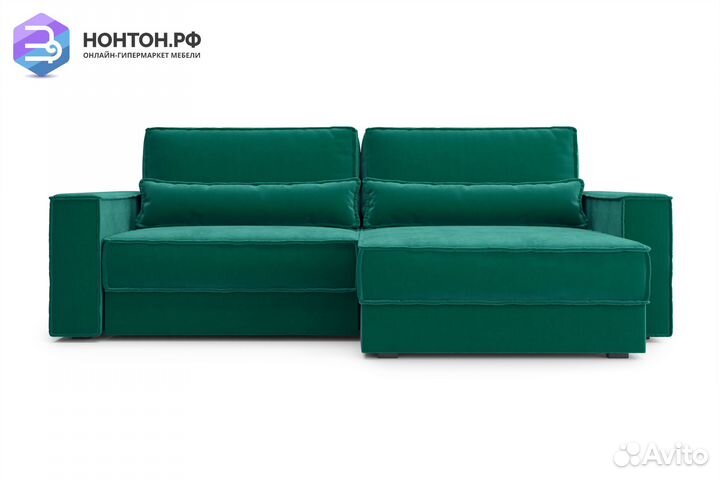 Диван угловой тик-так Сохо изумрудный