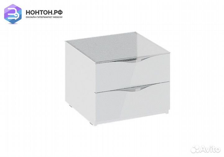 Тумба прикроватная Глосс с 2 ящиками белый глянец